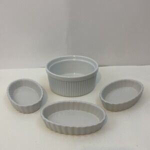 Pier1 Souffle Dishs White 5"x2-1/4" Ceramic 3 Mini Individual 4-3/4"